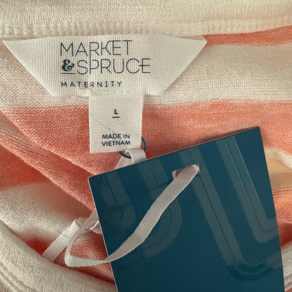 Market & Spruce Maternity T-Shirt Short Sleeve Stretch Crewneck Ruched NWT L - Picture 7 of 9
